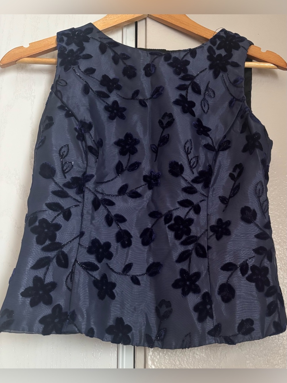 Scott McClintock Navy Floral Velvet Applique Shell